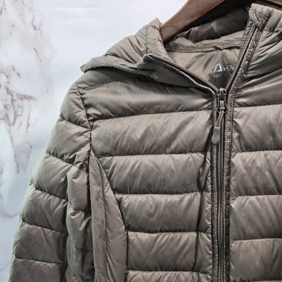 Aventura Down Puffer Jacket Womens XS Brown Parka Coat Hood Long FP Packable - Picture 2 of 15